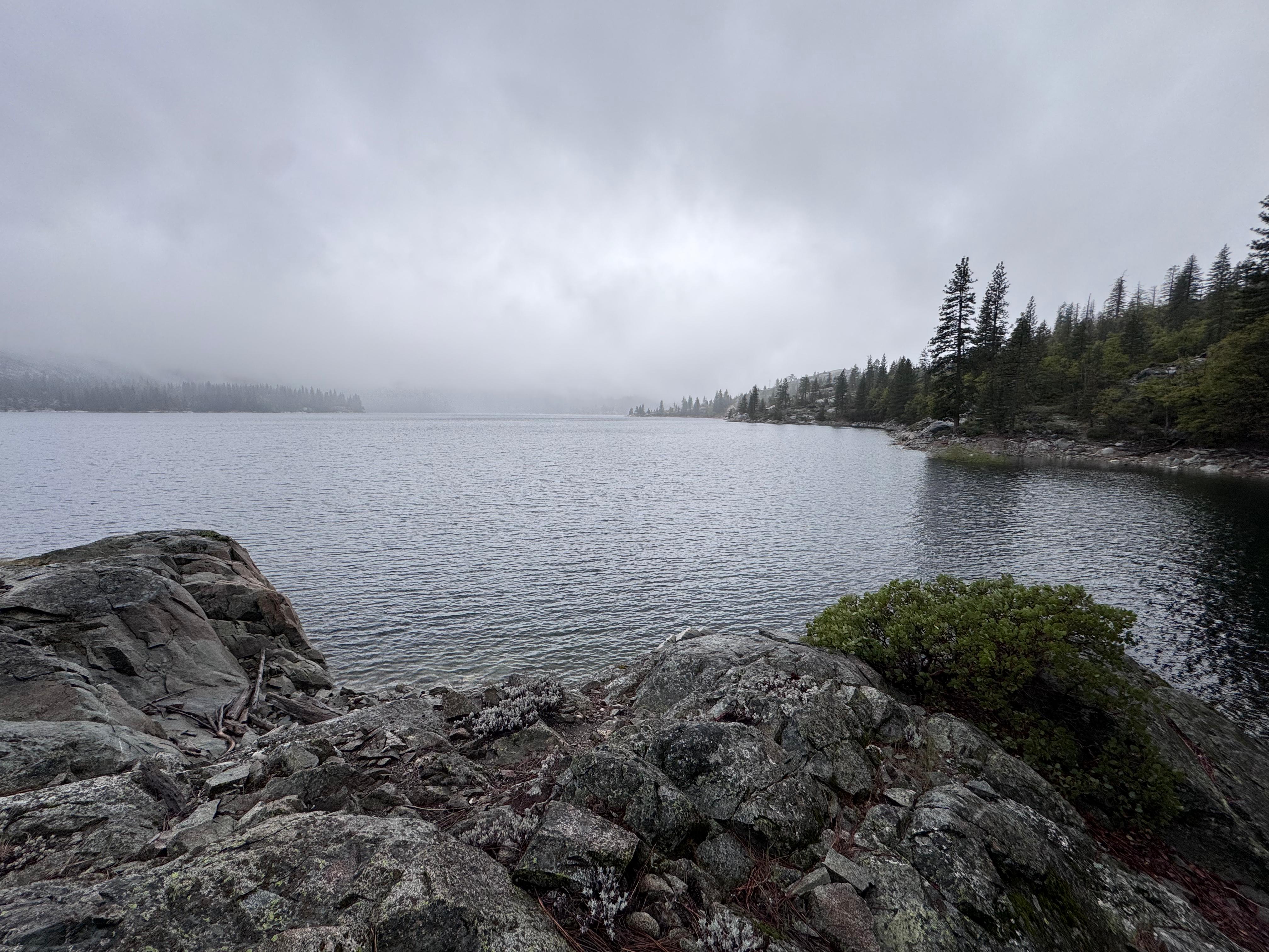 Misty morning on the wilderness lake — nature immersion and threshold ritual location